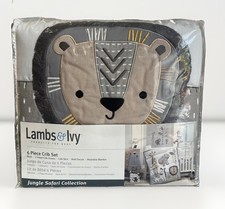 Lambs Ivy Jungle Safari 6-Piece Baby Crib Bedding Set Gray Tan White NIP