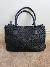 Falorni FALOR Firenze F1800-Hand Woven Black Leather Tote A+ $400