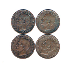 1920 ,1923& 1929 set of 4 Italy 10 Centesimi - Vittorio Emanvele III