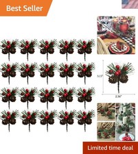 20PCS Red Holly Berry Pine Picks - Perfect for Festive Floral Arrangements