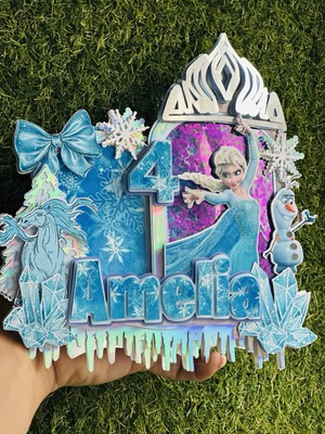 Frozen Cake Topper 2025 3D Shaker mit LED Blinklichtern - personalisiert