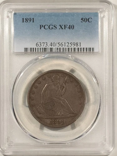 1891 SEATED LIBERTY HALF DOLLAR - PCGS XF-40, TOUGH!