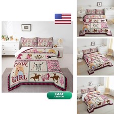Erosebridal Western Comforter Set Queen Pink Cow Print 3 Piece