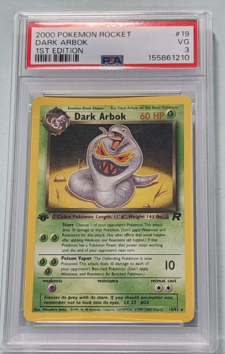 Dark Arbok (1st Edition) graded PSA 3 for sale on eBay