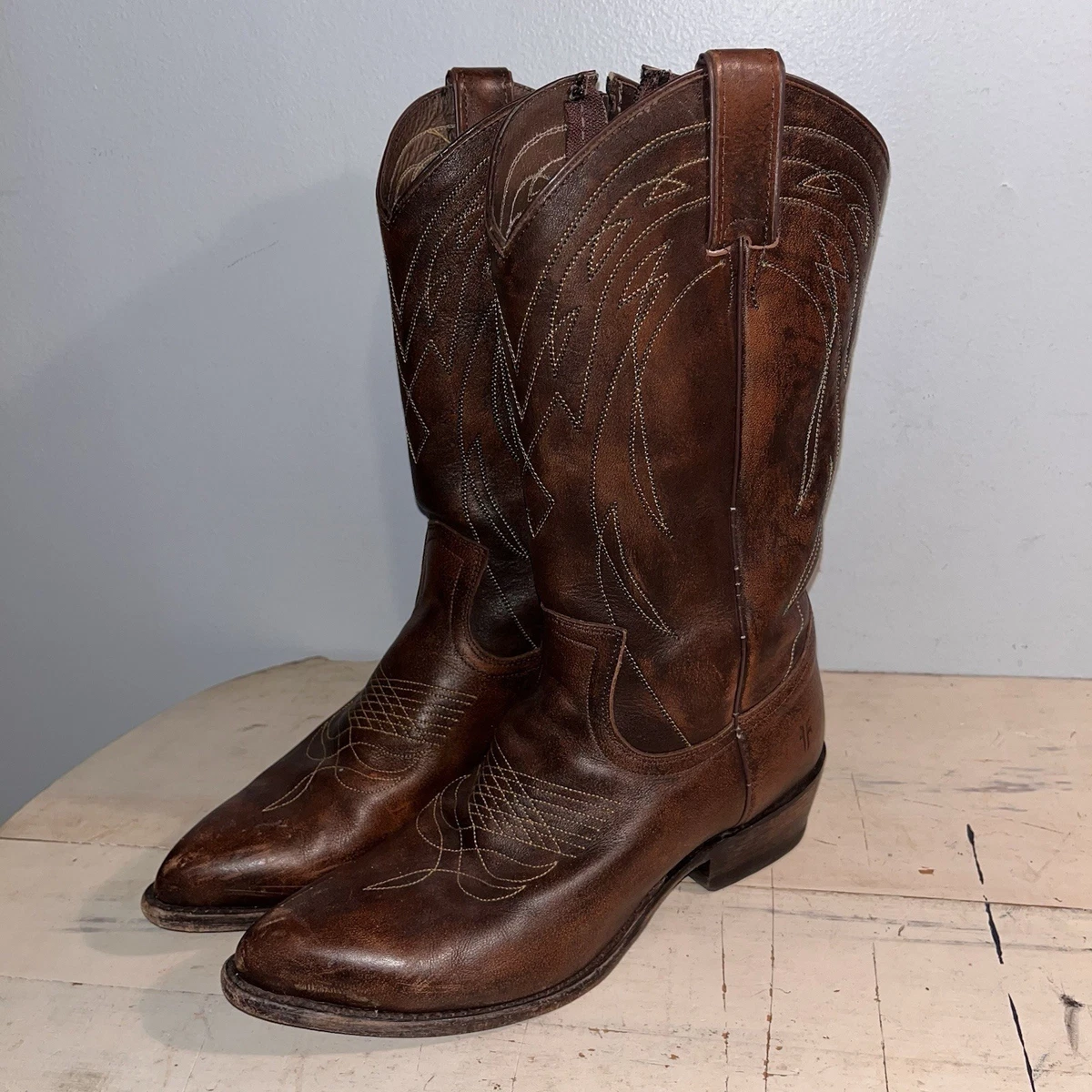 Bottes Cowboy Frye Billy Pull On – Cuir Marron Foncé, Taille 6.5