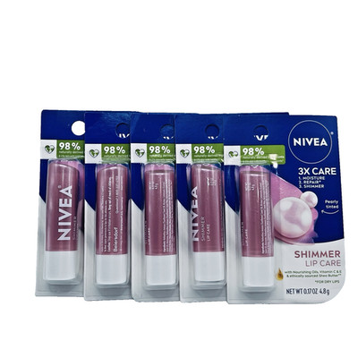 Lot of 5 Pack Nivea Shimmer Lip Care 0.17 oz Pearly Tinted-Moisture+Repair