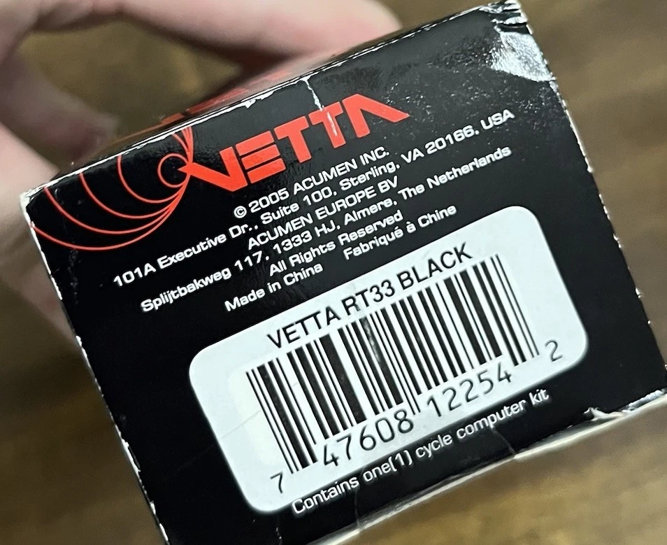 Vetta RT33 Cyclocomputer Odometer Black Color NEW Sealed 2005 - Image 3 of 4