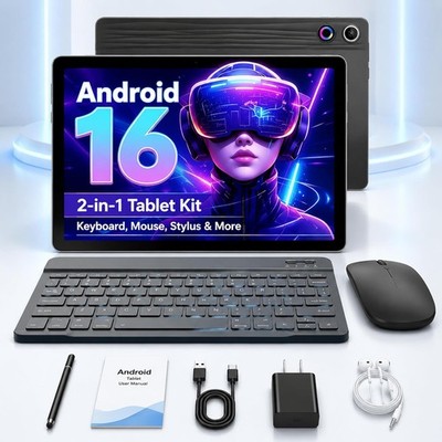 10.1'' Five-Core Tablet Android 24GB+64GB Wifi 6 Bundle Keyboard Mouse PC Moude