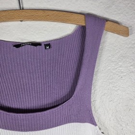 Nuon Carlie Ribbed Crop Top Multicolor Size M Viscose Sleeveless Square Neck