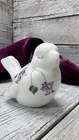 Vintage Fenton White Milk Glass Sitting Bird w/ Flowers Signed V. Ghuea? EUC🪻