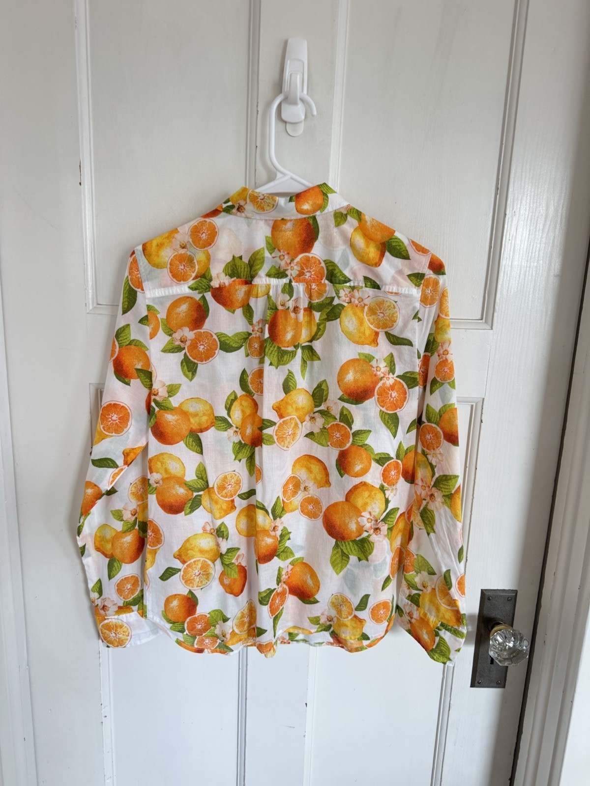 Talbots orange print button front blouse size sma… - image 4