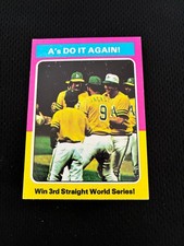 1975 TOPPS MINI OAKLAND A'S WIN 3RD WORLD SERIES REGGIE JACKSON BASEBALL CARD