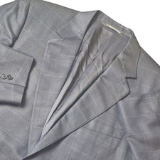 Canali Men's 54L 44L Navy Silk Wool Windowpane Sport Coat Blazer Italy