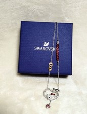 Swarovski Hello Kitty Apple Necklace Pink Ribbon Box Sanrio Silver Pendant