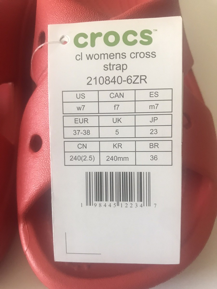 なし 4箱 WOMEN'S CROCS CHERRY RED CLASSIC CROSS STRAP SLIDE BEACH/POOL