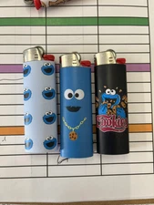 New 3 Custom Bic Lighters Cookie Monster Sesame Street Lighter Cookie gangster