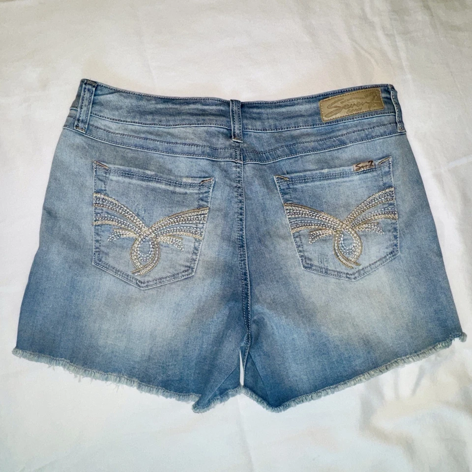Seven7 For All Mankind Womens Denim Shorts Distressed 4.5" Inseam Frayed Hem 12P - Image 2 of 4