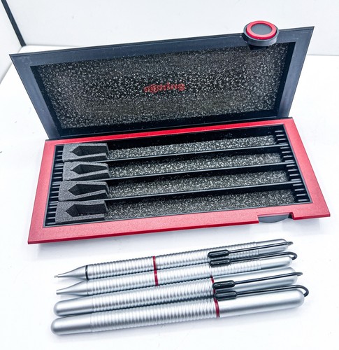 Rotring 900 matt silber 4 Stück Füllfederhalter Tintenroller Kugelschreiber D...