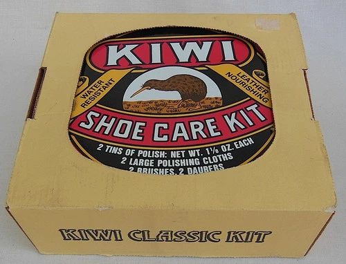 Vtg.  KIWI Classic Complete Shoe Care Kit Large Tin 7” 1980s Collectible NOS