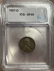 1927-D Lincoln Cent - ICG EF45