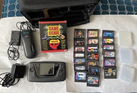 Sega Game Gear System- Console + 21 Games + Genie + Case and Accessories Works