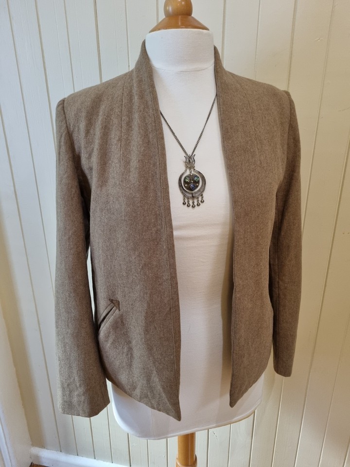 Lovely Vintage Wool Mix Beige Jacket By Emile S 10? Boho Blazer
