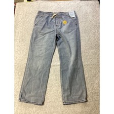 Cat  Jack Boys Straight Leg Light Wash Jeans Flexible Drawstring 14 Husky NWT