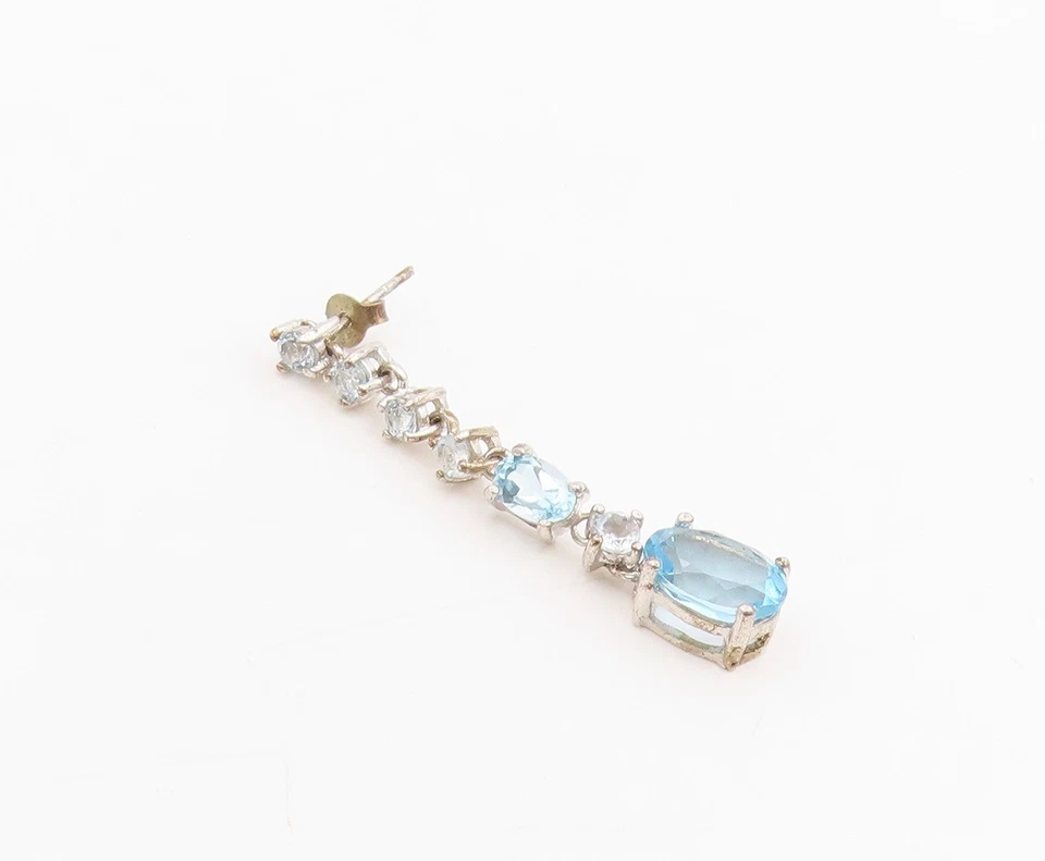 Pendientes vintage de plata de ley 925 genuinos ovalados y redondos aguamarina EG13842 Foto 3 de 4