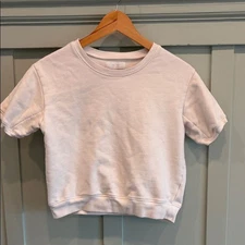 OAK + FORT Short Sleeve Sweatshirt Top • Women’s XS • Minimalist Luxe Streetwear