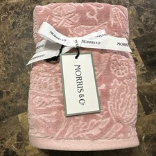 William Morris Co Hand Towels Strawberry Thief Pink Velour New (2pc)