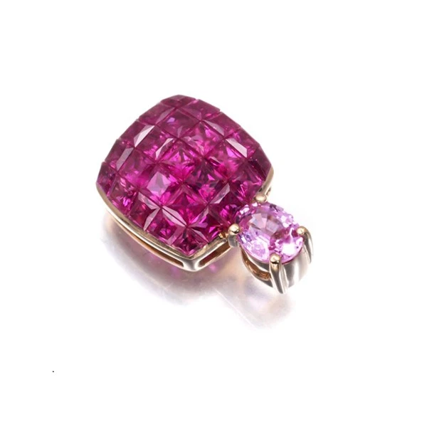 Auth GSTV Pendant Pink Sapphire 0.23ct Ruby 18K 750 Rose Gold  - Image 2 of 4