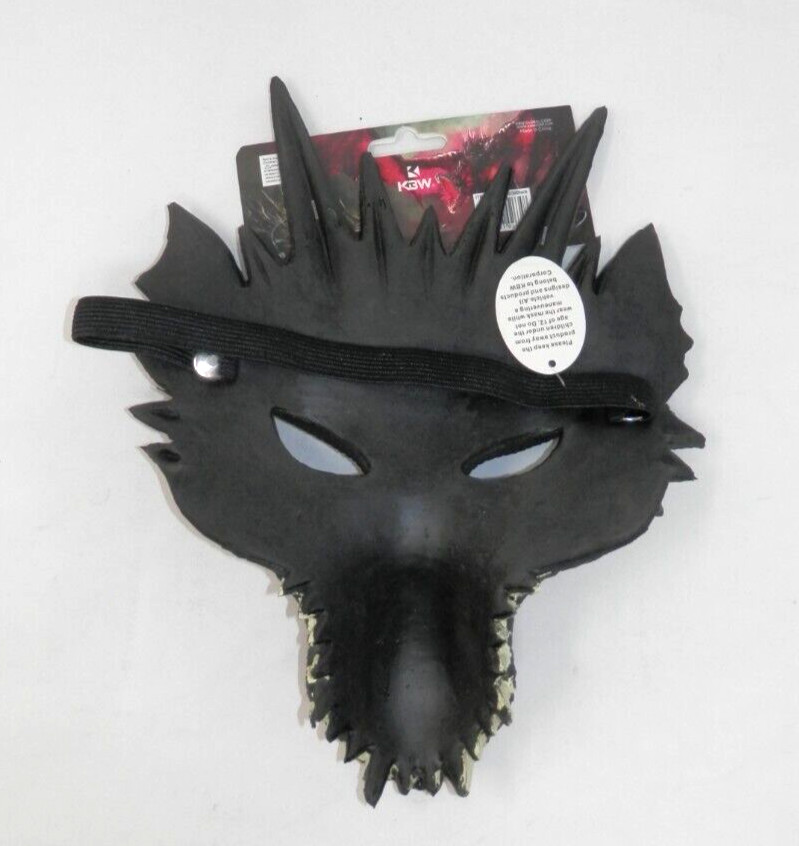 KBW Horned Dragon Half Face Mask - Soft Foam Black Elastic Costume Cosplay NEW