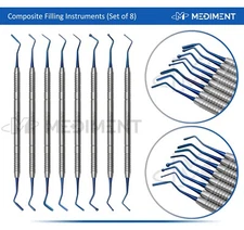 8 Pcs Dental Composite Filling Instrument Blue Titanium Coated Restorative Kit