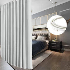 Blackout Extra Wide Room Divider Curtains with Flexible Silent Ceiling Track Wal