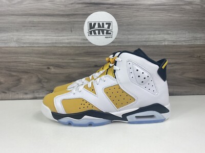 Nike Air Jordan 6 Retro GS White Yellow Ochre Black Shoes 384665