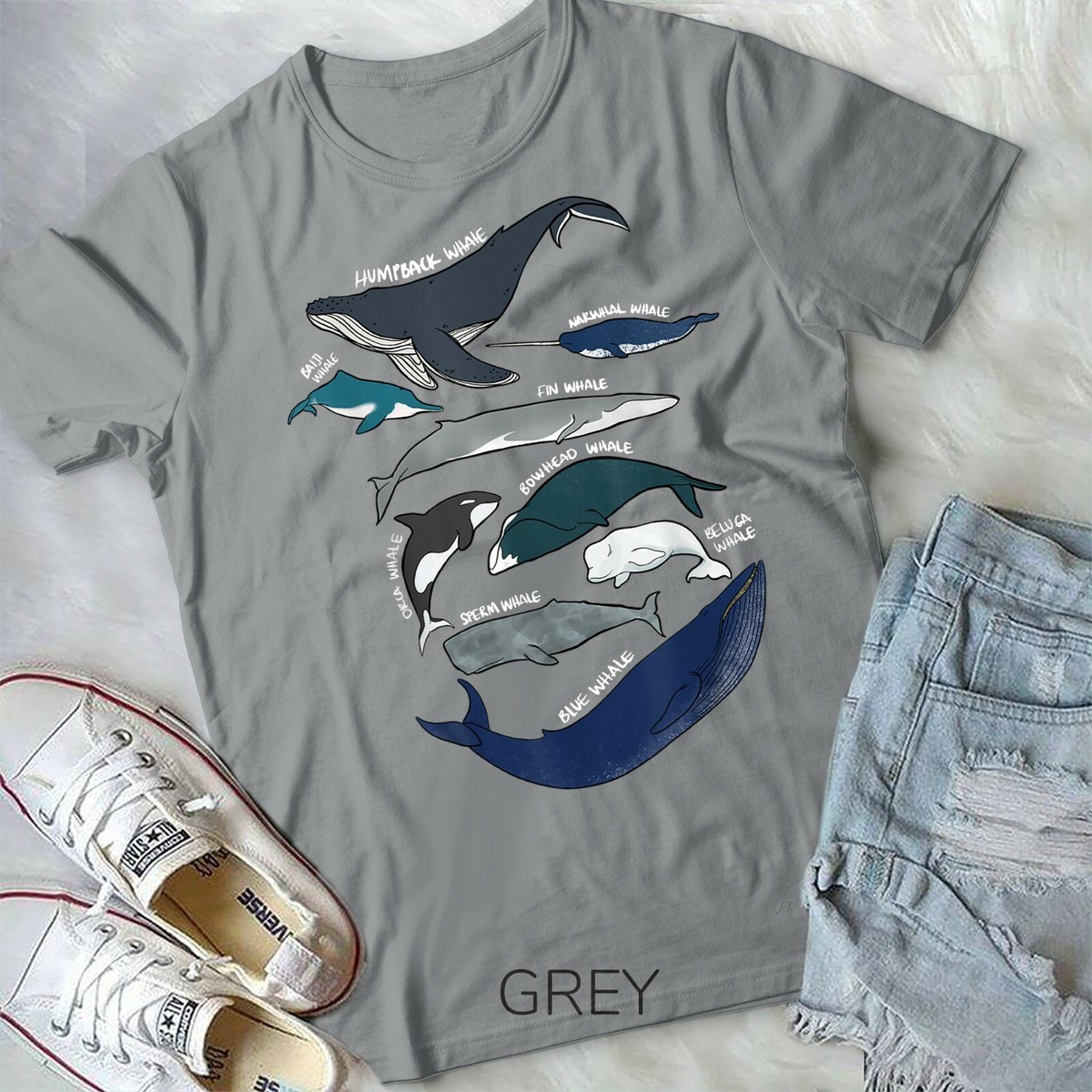 Types of Whales Shirt Whale Breeds Species Whale Lover Unisex