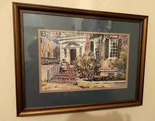 RARE WATERCOLOR PRINT FRAMED UNDER GLASS SIGNED IN PENCIL BY  (FAUCH'E)