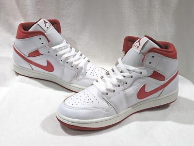 Nike Air Jordan 1 Mid SE White/Dune Red/Sail Men's Sneakers-Size