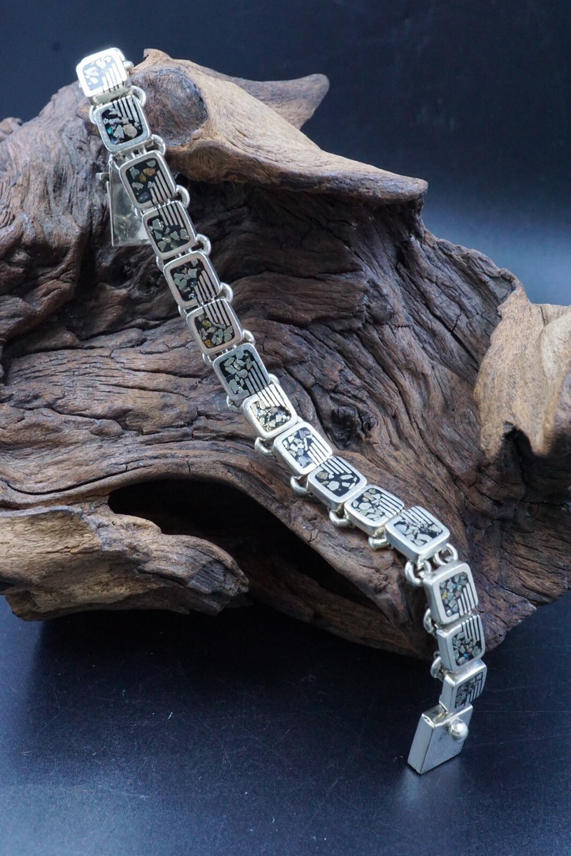 アクセサリー taxco vintage laver made in california Vintage TAXCO-98 MEXICO .950 STERLING SILVER Pyrite Inlay