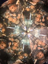     VTG Renoir Art Print Paras LG Umbrella Wood Brass Handle Painting Museum Shop