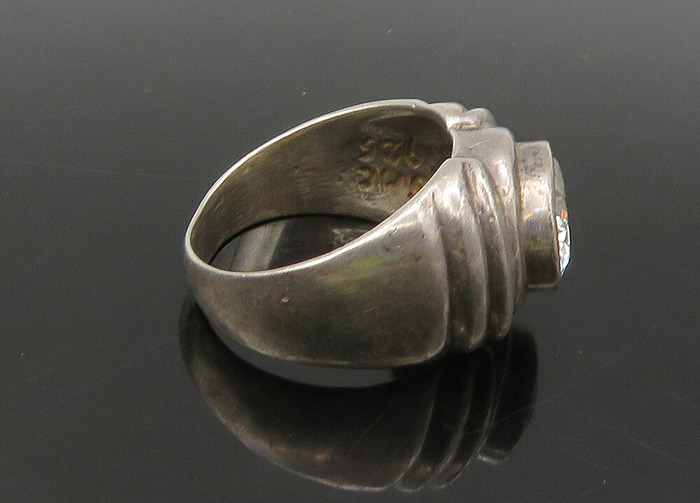 925 Sterling Silver Vintage Shiny Cubic Zirconia Band Ring Sz 7.5 ...