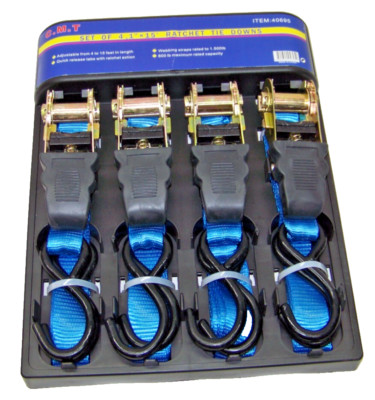4pcs 1'' x 15 ft Heavy Duty Ratchet Tie Down Straps 1500LBS Adjustable 4'  to 15'