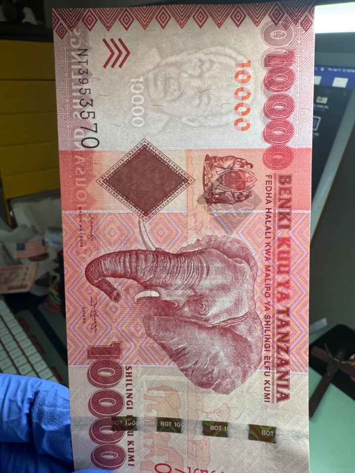 Nuevo Billete Tanzania 10000 chelines 2025 moneda circulada, P-44, UV PASS Foto 3 de 4