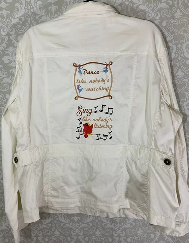 JONES NEW YORK SPORT Women’s Jacket Size 2XL Denim Style Embroidery Boho UNIQUE