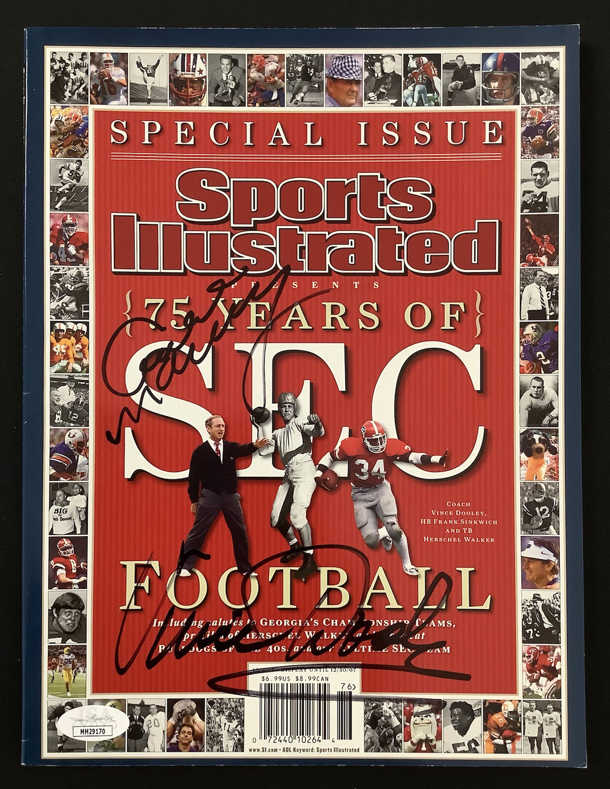 Vince Dooley Autographed Signed Georgia Bulldogs Sports Illustrated 10/3/07 No Label Georgia Manning Auto JSA 