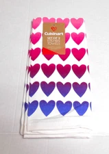 Cuisinart Valentine Terry Back 2 Kitchen Towels HEARTS
