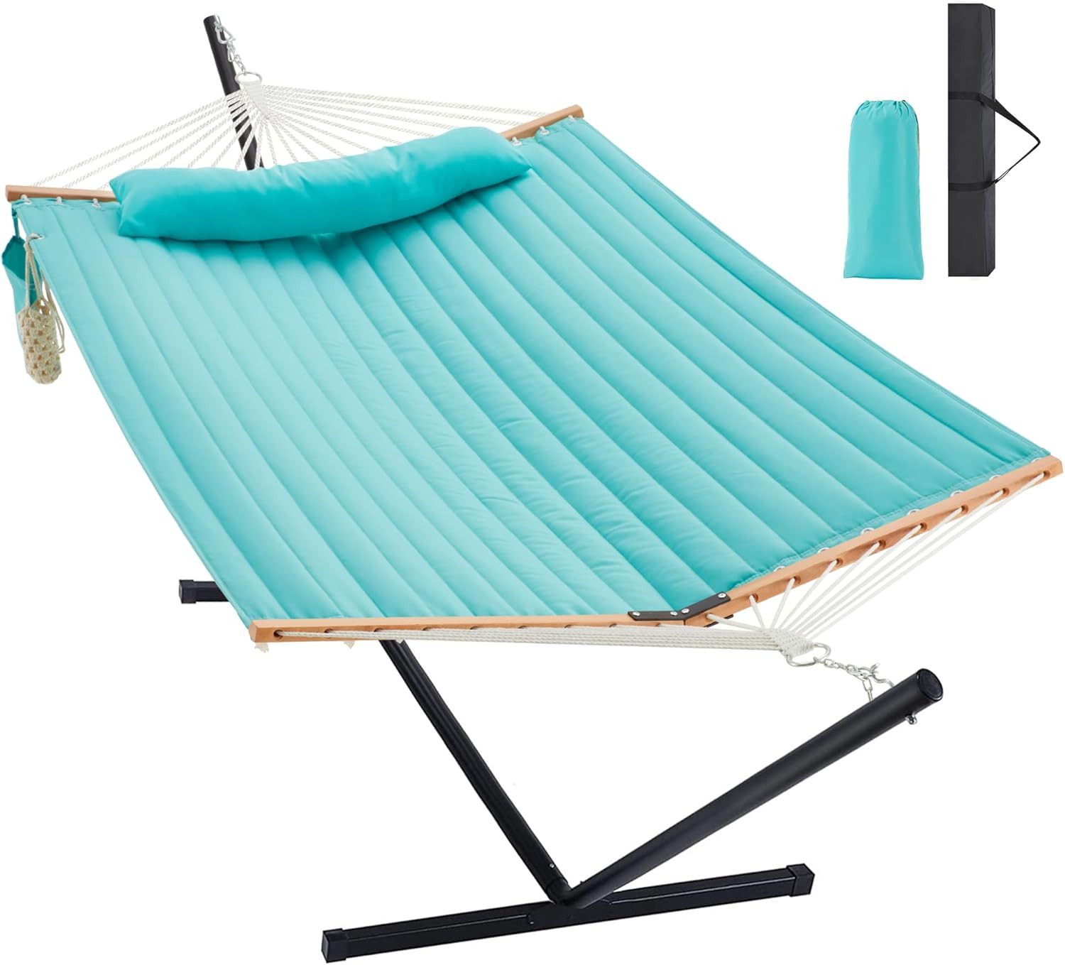 Hamaca para dos personas con soporte, resistente para patio al aire libre