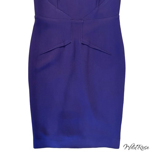 ROLAND MOURET Eggplant Purple Fitted Tailored Cut Out Back Sheath Dress SZ US 10 - Picture 3 of 10