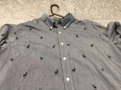 Chaps Shirt Mens XXL Gray Moose Deer Outdoor Hunting Button Down Long Sleeve