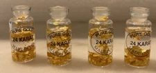 Lot of 4 Vials of Pure Gold Leaf Flakes 24 Karat; 1.5" x 0.75" Bottle